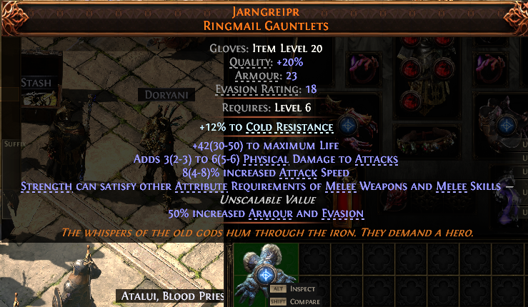 MMOJUGG Path of Exile 2 JARNGREIPR RINGMAIL GAUNTLETS#935952 Details View of Item Function and Use